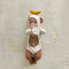 2026 Spring New Baby Long Sleeve Bodysuit + Hat Infant Boy Girl Cute Print Jumpsuit Newborn Toddler Cotton Clothes 0-24M