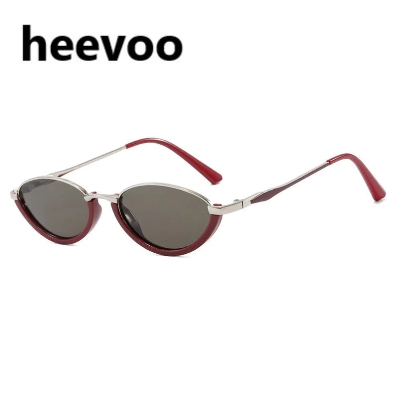 Vintage Half Frame Cat Eye Sunglasses Women Fashion Metal Glasses Punk Trendy Sun Glasses Female Shades for Famale Eyewear Uv400