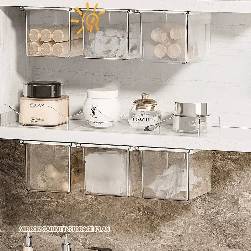 Drawer Storage Box Multifunctional Wall-Mounted Organizer Desk Organizer Dust-Proof Clear Storage Box For Office Bathroom