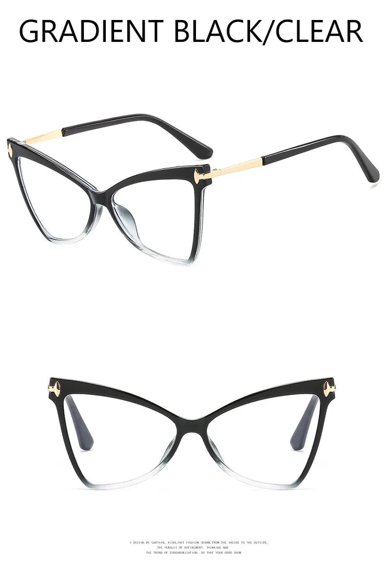 Cat Eye Oversized Glasses Frame TR90 Glasses Personality Fashion Butterfly Computer Glasses Triangle Eyewear 2024