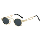 Retro Punk Round Sunglasses Small Frame Unisex 2025 New Trendy Vintage Metal Eyewear Designer Shadow for Women UV400 Protection