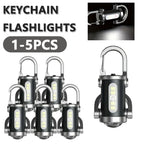 Mini Keychain Flashlight Rechargeable Pocket COB Working Light Outdoor Hook Emergency Warning Light for Camping Walking Hiking