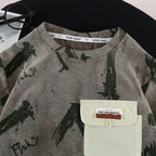 Children Streetwear 2 Piece Outfit boys 1-5 Years Summer Cotton Short Sleeve T-Shirt Denim Shorts Graffiti Print set