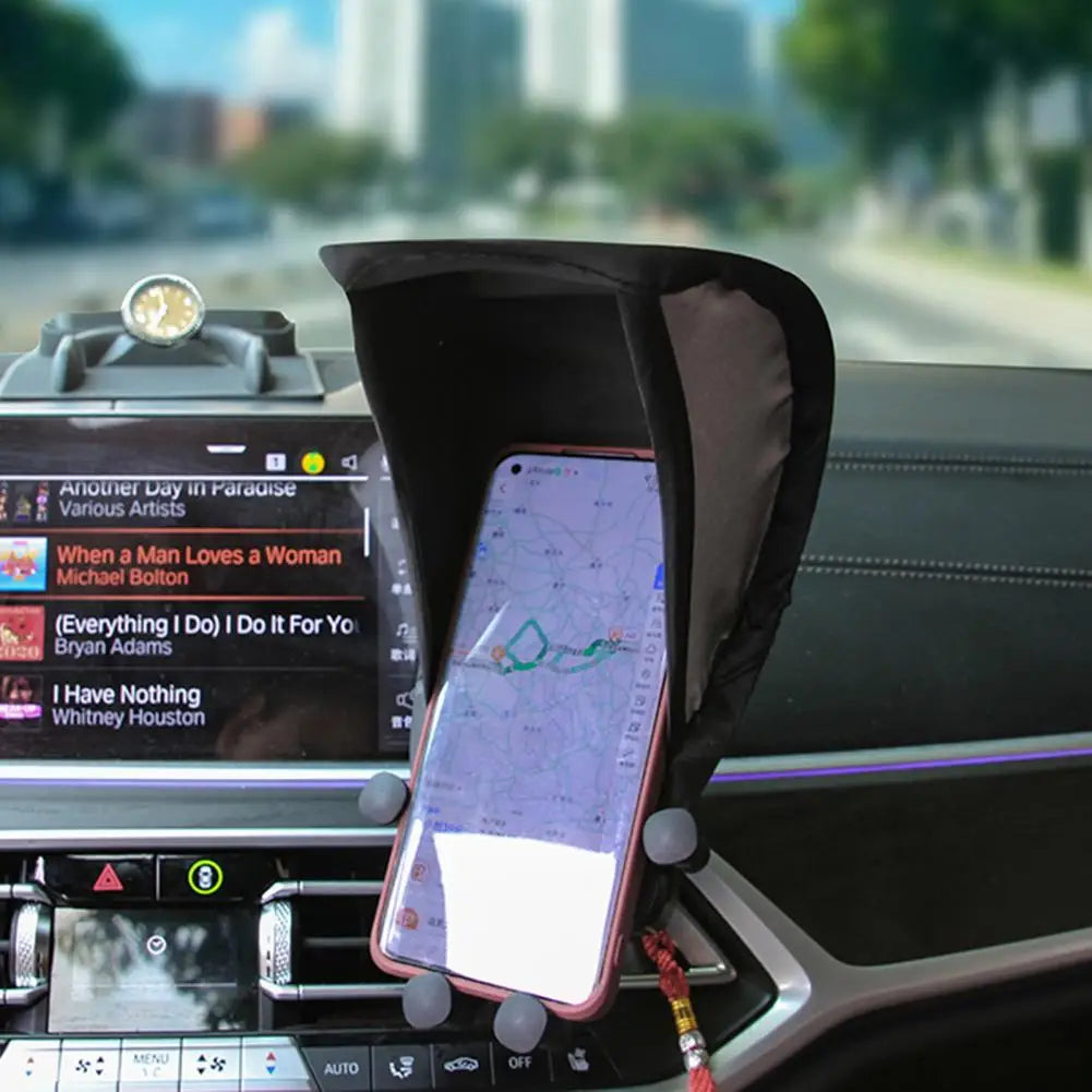 Mobile Phone Sunshade Rain Sun Silver Plated Car Phone Holder Umbrella UV Heat Shield Motorcycle Phone Shade Stand