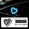 Solar-Powered Led Car Window Neon Lights - Heart-Shaped Rgb-Free Color-Changing Interior Wiring Free Atmosphere Light