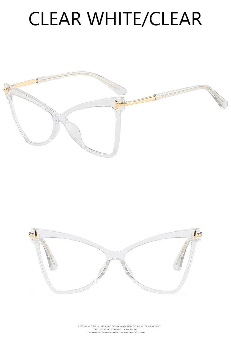 Cat Eye Oversized Glasses Frame TR90 Glasses Personality Fashion Butterfly Computer Glasses Triangle Eyewear 2024