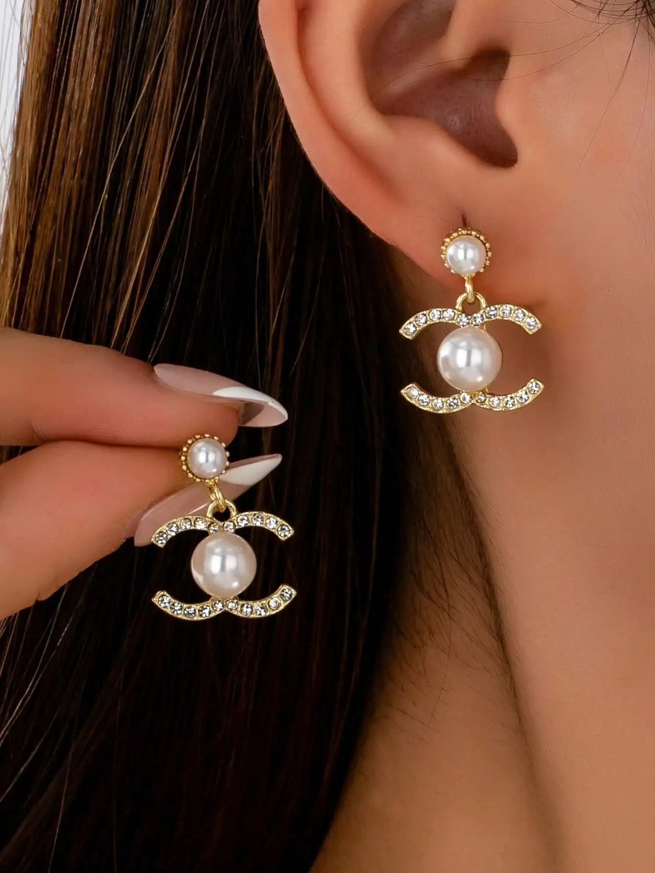 1 Pair Elegant Pearl Decor Dangle Earring, Vintage Faux Pearl Earring With Charms, Basic Design Earrings Gift For Women Daily We
