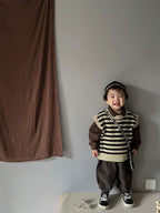Autumn Baby Boys Striped Sweater Vest Children Cotton Cashmere Pullovers Waistcoat Kids Clothes Toddler Girls Sleeveless Sweater