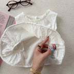 2026 Summer New Girls Sleeveless Shirts Solid Cute Baby Girl Sweet Lace Blouse Toddler Cute Thin Cotton Tops Kids Clothes