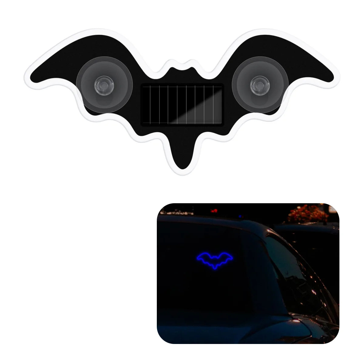 1/2pcs Cool Bat Solar Powered Car Neon Light Wireless Led Ambient Light Suction Cup USB Rechargeable Atmosphere Breathing Lamp