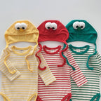 2026 Spring New Baby Long Sleeve Bodysuit + Hat Infant Girls Cute Thin Striped Jumpsuit Newborn Toddler Cotton Clothes 0-24M