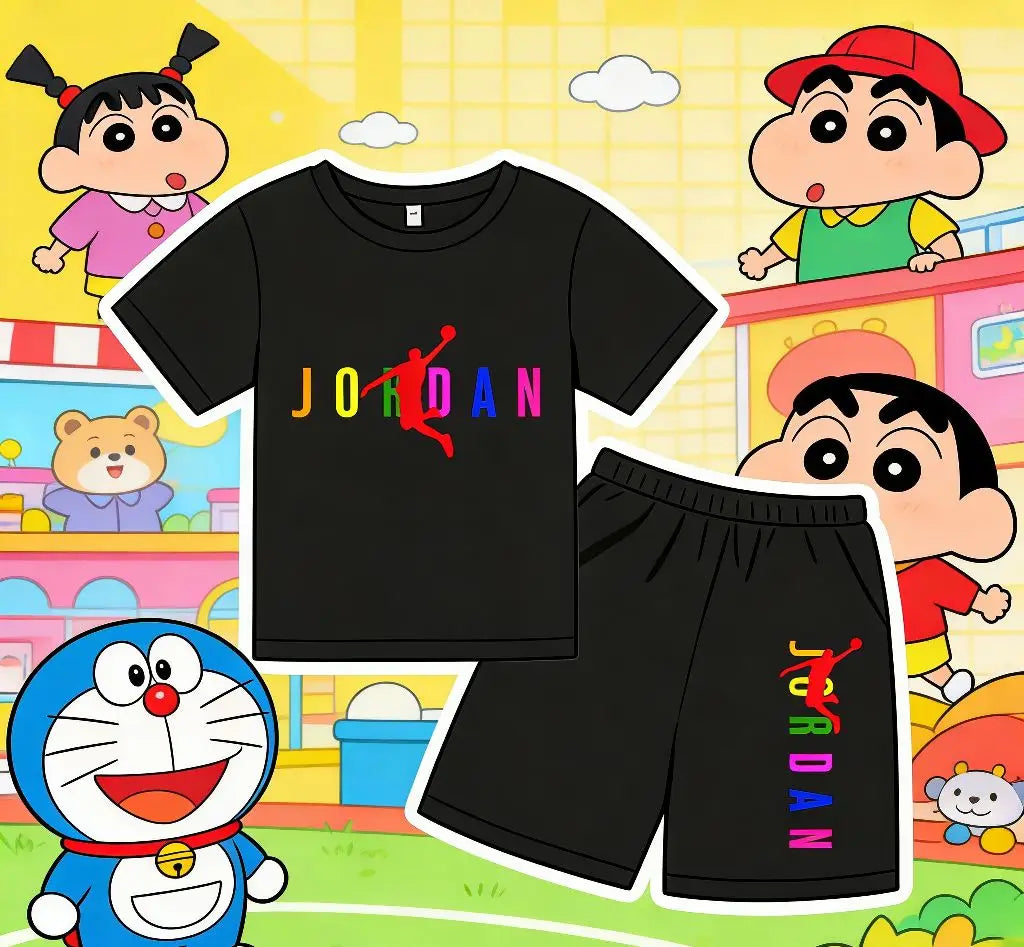 Children's Summer Sports Clothing T-shirts, Short Sleeves and Shorts for Boys and Girls Sports Outfits for Children Aged 3 to 13