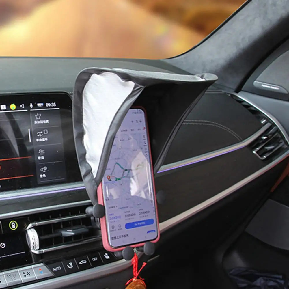 Mobile Phone Sunshade Rain Sun Silver Plated Car Phone Holder Umbrella UV Heat Shield Motorcycle Phone Shade Stand