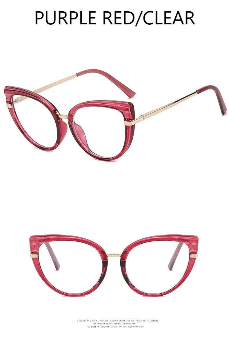 Fashion Anti Blue Light Cat Eye Glasses Frame Blue Light Blocking Eyeglasses Frame for Women Optical Eyewear Cateye Accessories