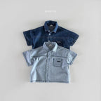 2025 Summer New Children Short Sleeve Clothes Set Boys Girls Denim Shirts + Shorts 2pcs Suit Kids Baby Fashion Casual Outfits