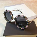 Diamond Crystal Round Sunglasses Women Luxury Brand Designer Glasses Eyeglasses Female Big Frames Shades Eyewear Vintage UV400