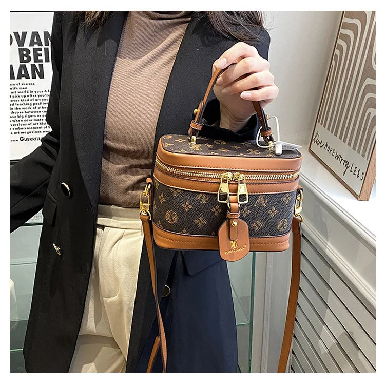Brand Designer Women's Printed Box Bag Handbags Ladies Retro Patchwork Handbags Wild Portable Shoulder Corssbody Cosmetic Bag