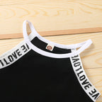 Trendy Summer Children's Sports Clothing Set 2-6Y Patchwork Letter Camisole and Shorts 2Pcs for Girls Kid's Casual Vest Outfit