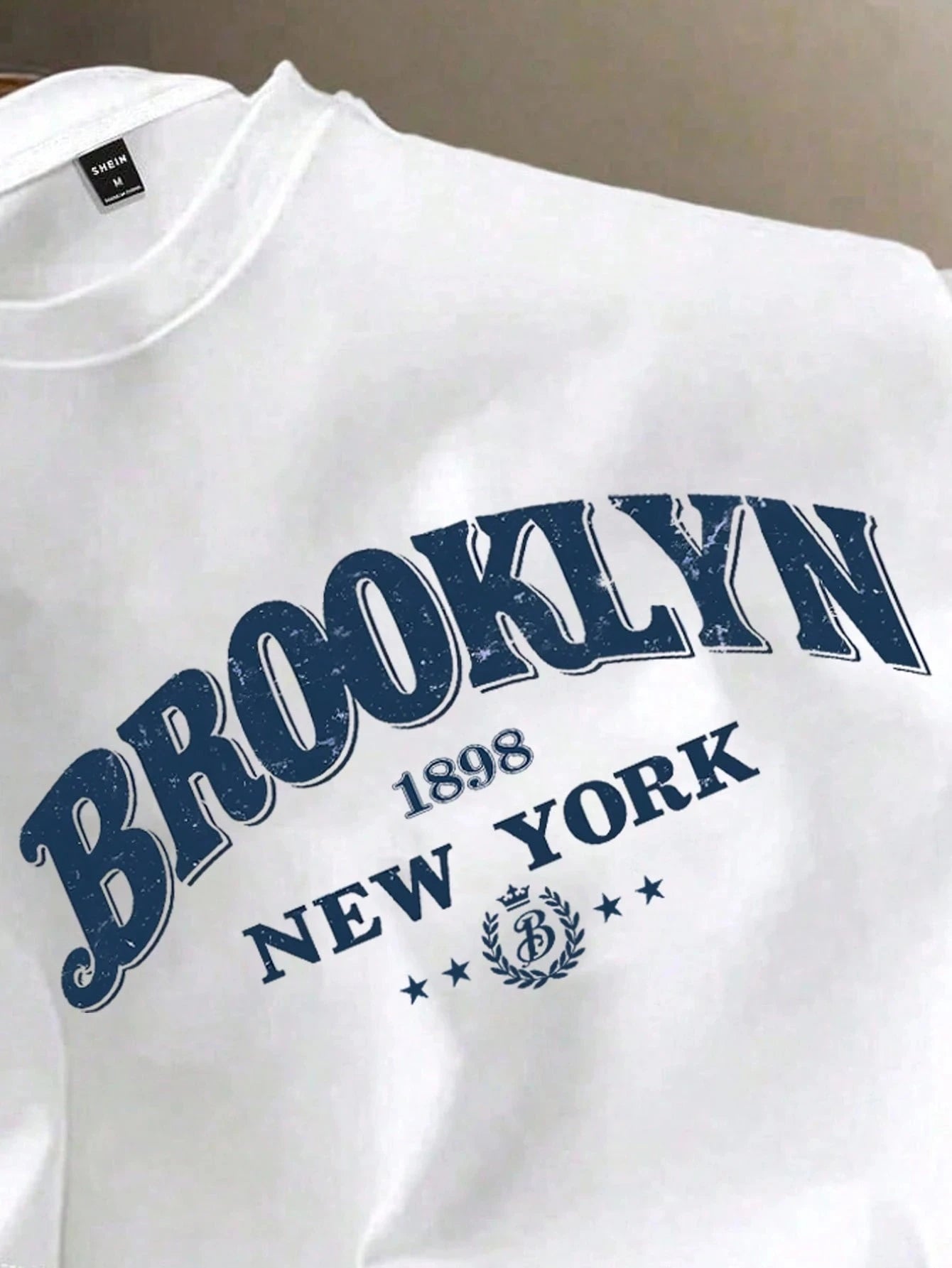 Men's Summer 100% Cotton Fashion Casual Loose Brooklyn&New York Letter Printed Round Neck Short Sleeve T-shirt Top