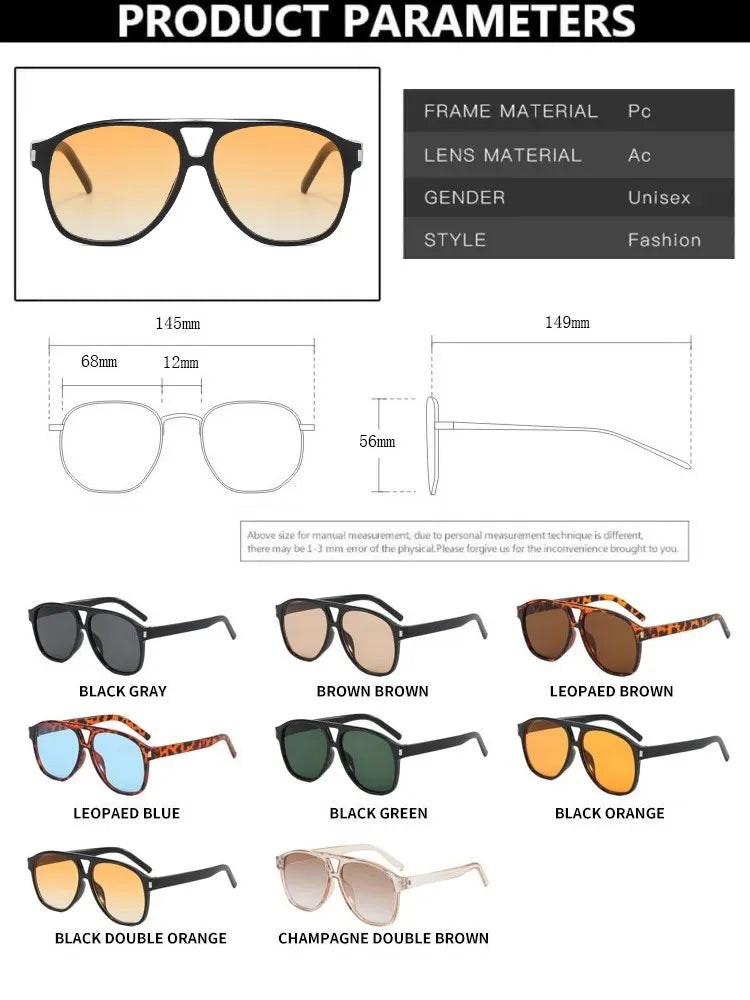 Vintage Double Beams Oversized Sunglasses Women Retro Brand Big Frame Rivet Sun Glasses Female Square Glasses Oculos De Sol