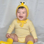 2026 Spring New Baby Long Sleeve Bodysuit + Hat Infant Girls Cute Thin Striped Jumpsuit Newborn Toddler Cotton Clothes 0-24M