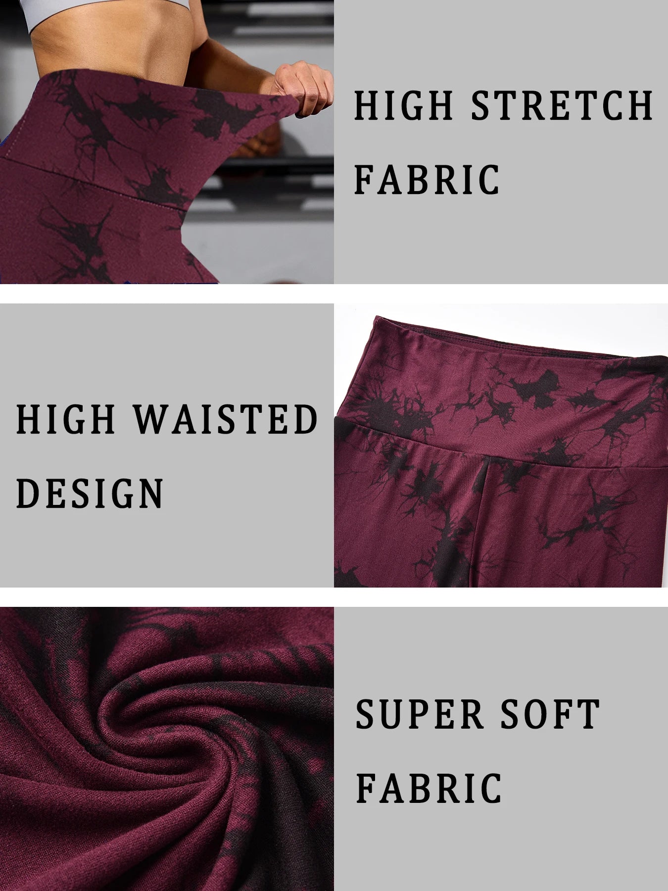 Super Soft High Waisted Tie Dye Sport Leggings for Women No See Through Workout Running Yoga