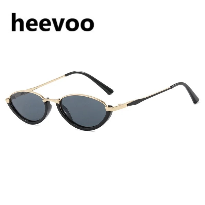 Vintage Half Frame Cat Eye Sunglasses Women Fashion Metal Glasses Punk Trendy Sun Glasses Female Shades for Famale Eyewear Uv400