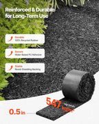 Recycled Rubber Mulch Mat Roll 4 Pack, 120x4.5 in Weed Barrier Garden Edging with Stakes, Durable Landscaping Border