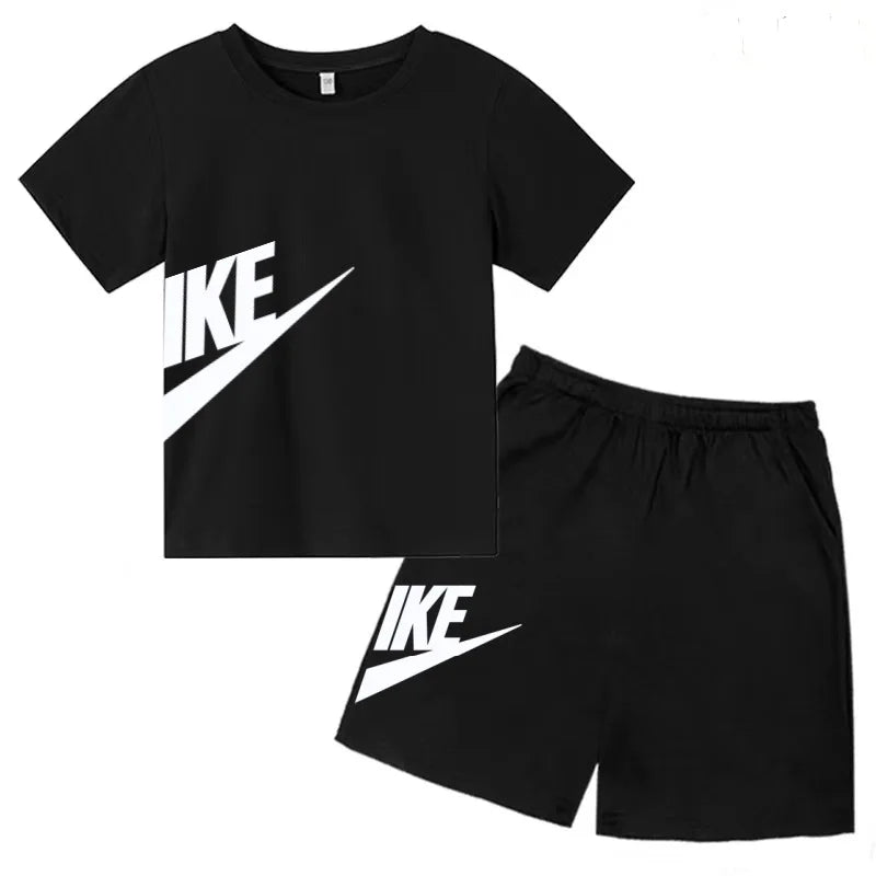 Summer Brand White T-shirt+Shorts Two-piece set Kids New Clothing Fashion Letter Boy Girl3-12Yrs Sports Short-sleeved Casual Set
