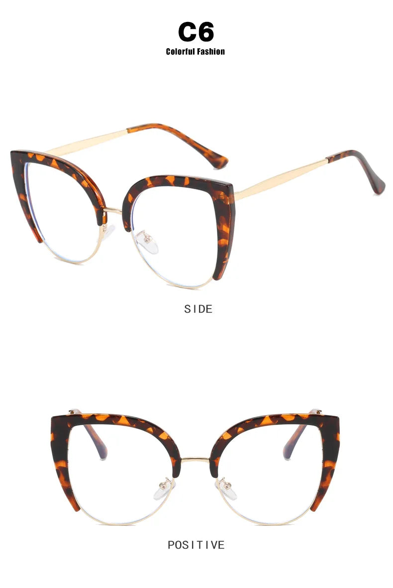 Quality Cat Eye Half Frame Oversized Frame Glasses Anti-blue Light 2023 New Glasses Frame Ins Retro Trend Fashion Glasses 2023