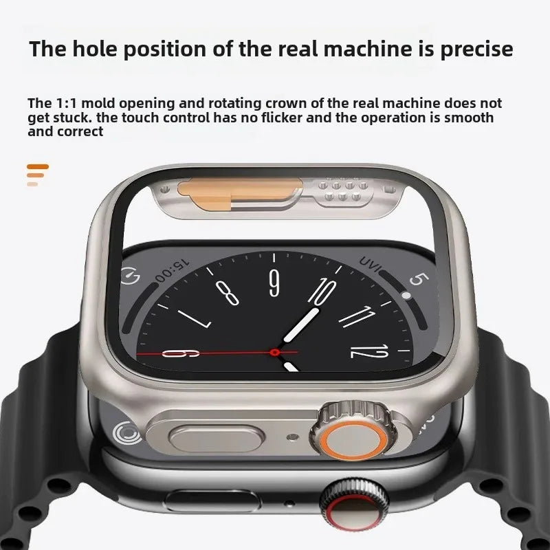 Glass+Case for Apple Watch 46mm 44mm 45mm 41 40 38 42mm Screen Protector Cover Change Ultra Bumper iWatch Series 10 9 8 7 SE 6 5