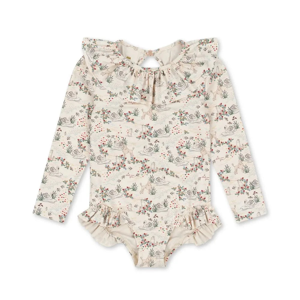 2025 Summer Baby Girls KS Swimwear Sets One Piece Kids swan Swimsuits Holiday Outwear Toddler Girl Sequin Swim Bikini Shorts Cap