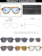 Retro Double Beam Large Frame Sunglasses for Women New Retro Fashion Brand Square Sun Glasses Eyeglasses Men Lentes De Sol Mujer