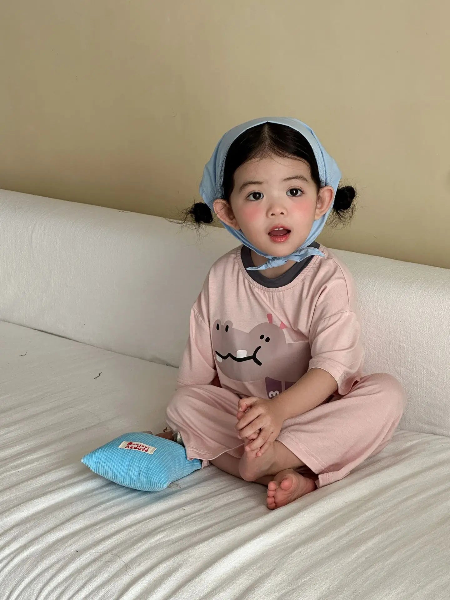 Kids Cute Animal Pajama Set Print Comfortable Sleepwear for Brother Sister 2pcs Summer Children  Cartoon Top Pant Loungewear