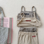 2026 Summer New Children Sleeveless Clothes Set Girls Thin Letter Print Sling Vest + Shorts 2pcs Suit Kids Cotton Outfits