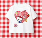 Sanrio 2026 Summer Comic Form Hello Kitty Image 100% Cotton Printed Casual T-shirt Adult Children Parent-child Top Homewear Y2k.