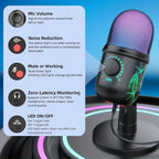 USB Microphone for Live Streaming And Karaoke V5 Noise Cancelling Gaming Condenser Microphone with Mobile Phone Stand