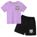 Kids T-shirt Boys Girls Toddlers 3-12Y Fashion Cute Tiger Print Brand Clothing Short Sleeve+Shorts 2P Outdoor Leisure Sports Set