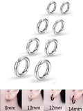 2pcs Stainless Steel Clip-On Hoop Earrings for Non-Pierced Ears, 8-14mm Sizes