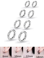 2pcs Stainless Steel Clip-On Hoop Earrings for Non-Pierced Ears, 8-14mm Sizes