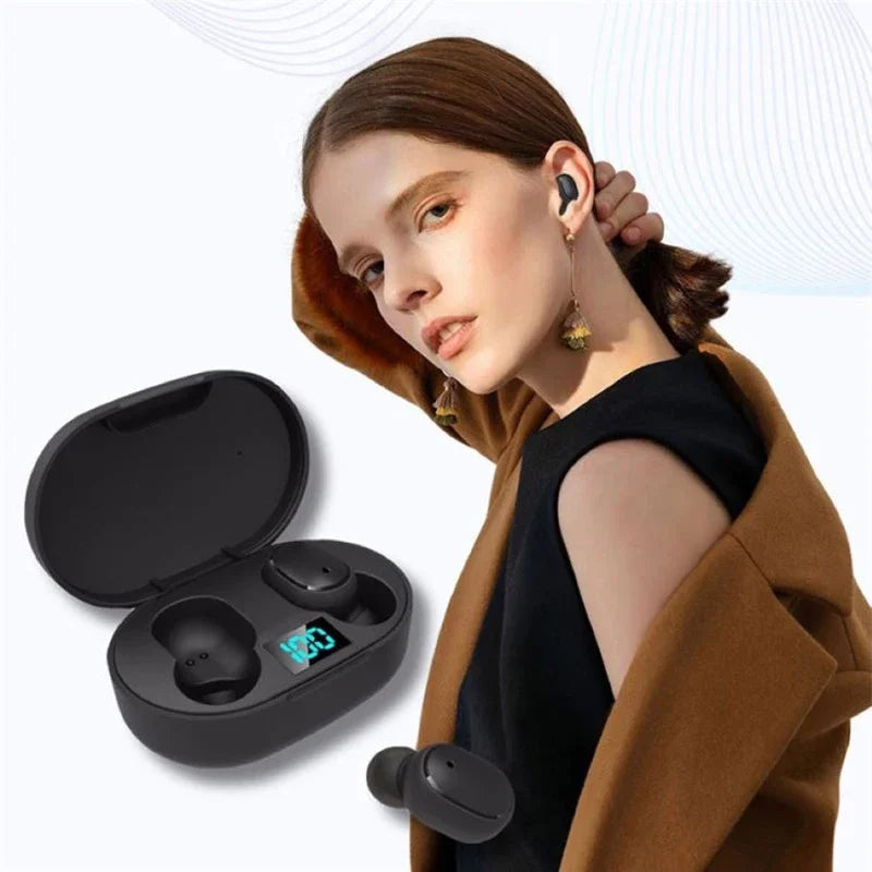 E6S TWS Wireless Bluetooth Earphones Digital Display Noise Cancelling Earbuds with Mic HiFi Stereo Sound Headset for Smartphones