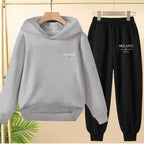 Two-piece Children's Sportswear Set with Cute Patterns Autumn Winter Includes Hoodies Pullovers Trousers Boys Girls Aged 3 to 13