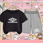 Children's Summer Boys and Girls Sports T-shirts in White-casual Short-sleeved Short Set - Two-piece Set-suitable for Ages3to13