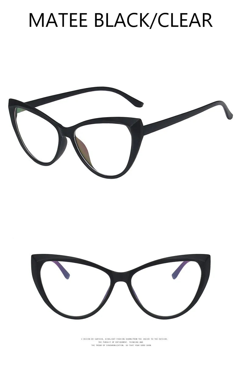 New Retro Cat Eye Glasses Frame Women Brand Vintage Trend Anti-blue Light Glasses Transparent Frame Myopia Eyeglasses