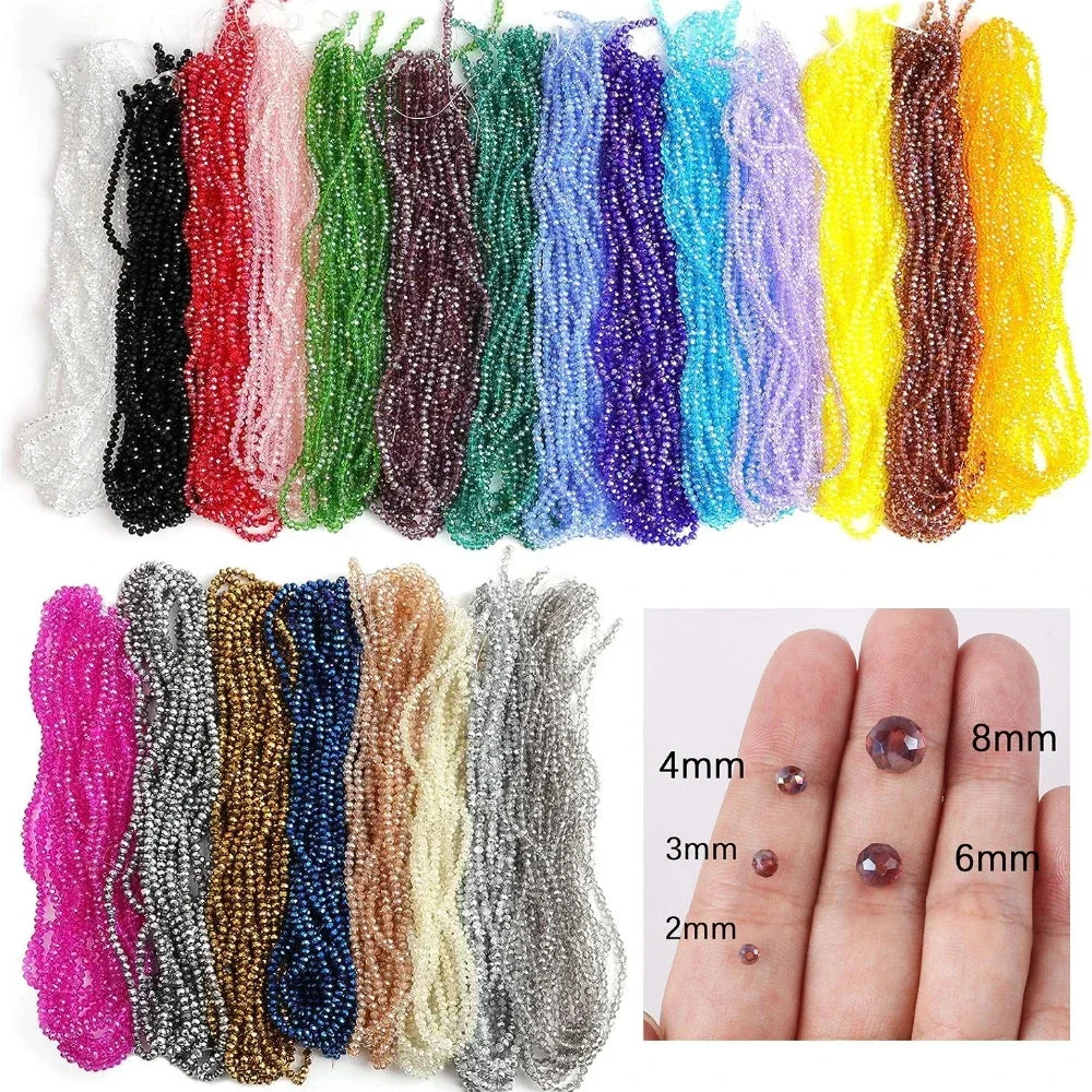 2mm 4mm 6mm 8mm Rondelle Austria Crystal Beads Faceted Glass Beads Loose Spacer Beads for DIY Bracelet Garment Making