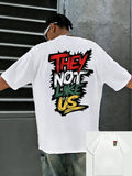 Men's 100% pure cotton fashionable casual loose THEY NOT LIKE US graffiti print round neck short sleeved T-shirt versatile top