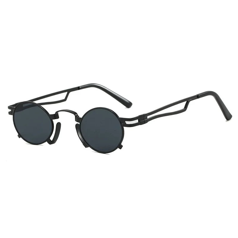 Retro Punk Round Sunglasses Small Frame Unisex 2025 New Trendy Vintage Metal Eyewear Designer Shadow for Women UV400 Protection