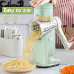 Rotary Cheese Grater, 5 in 1 Cheese Shredder with Handle, Replaceable Stainless Steel Blades, Vegetable Slicer, Easy Clean