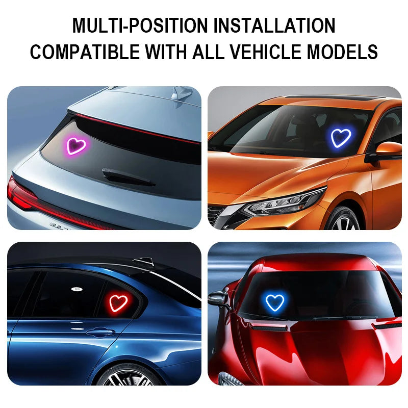 Car LED Love Atmosphere Window Light Decoration Lights Glowing Solar Lights USB Wiring Car Modification Neon Car Decoration