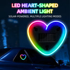 1pc Solar Powered Car Neon Light Striped Heart Lamp Led Ambient Light Wireless Suction Cup USB Rechargeable Led Atmosphere Lamp